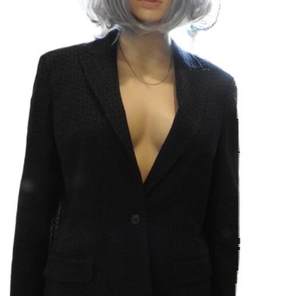 Elie Tahari Black Suit Jacket Size10 Shades of Black in Geometric Shapes - Picture 2 of 4